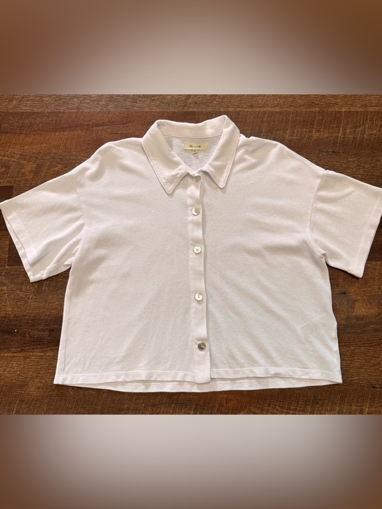Madewell Tops - Madewell Hemp Cotton Button Front Collared Top Womens Medium Ivory Short Sleeve